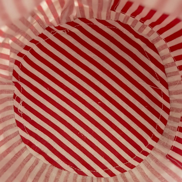 Anthropologie Raffia Bucket Bag Red White Straw Basket Purse NWOT - Picture 15 of 17